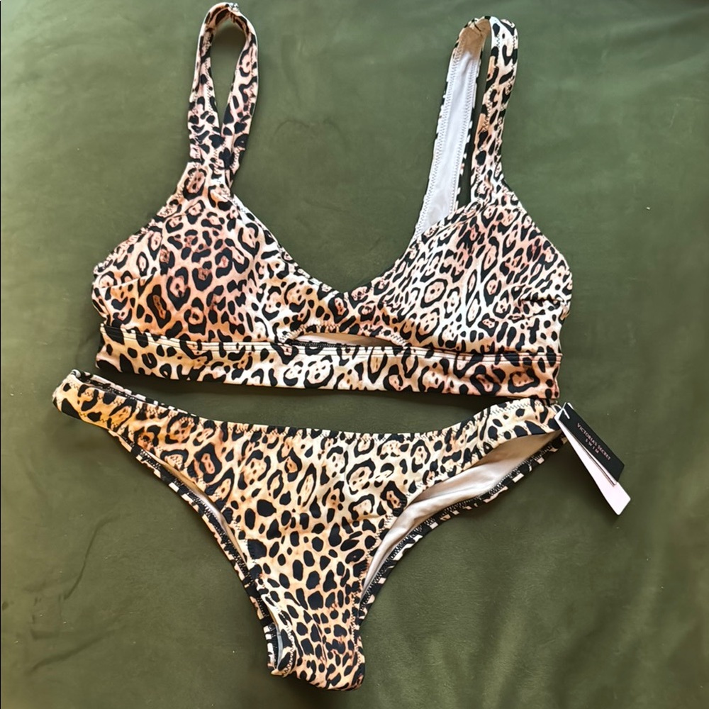Victoria's Secret Brown and Black Leopard Bikini set size M (NWT)